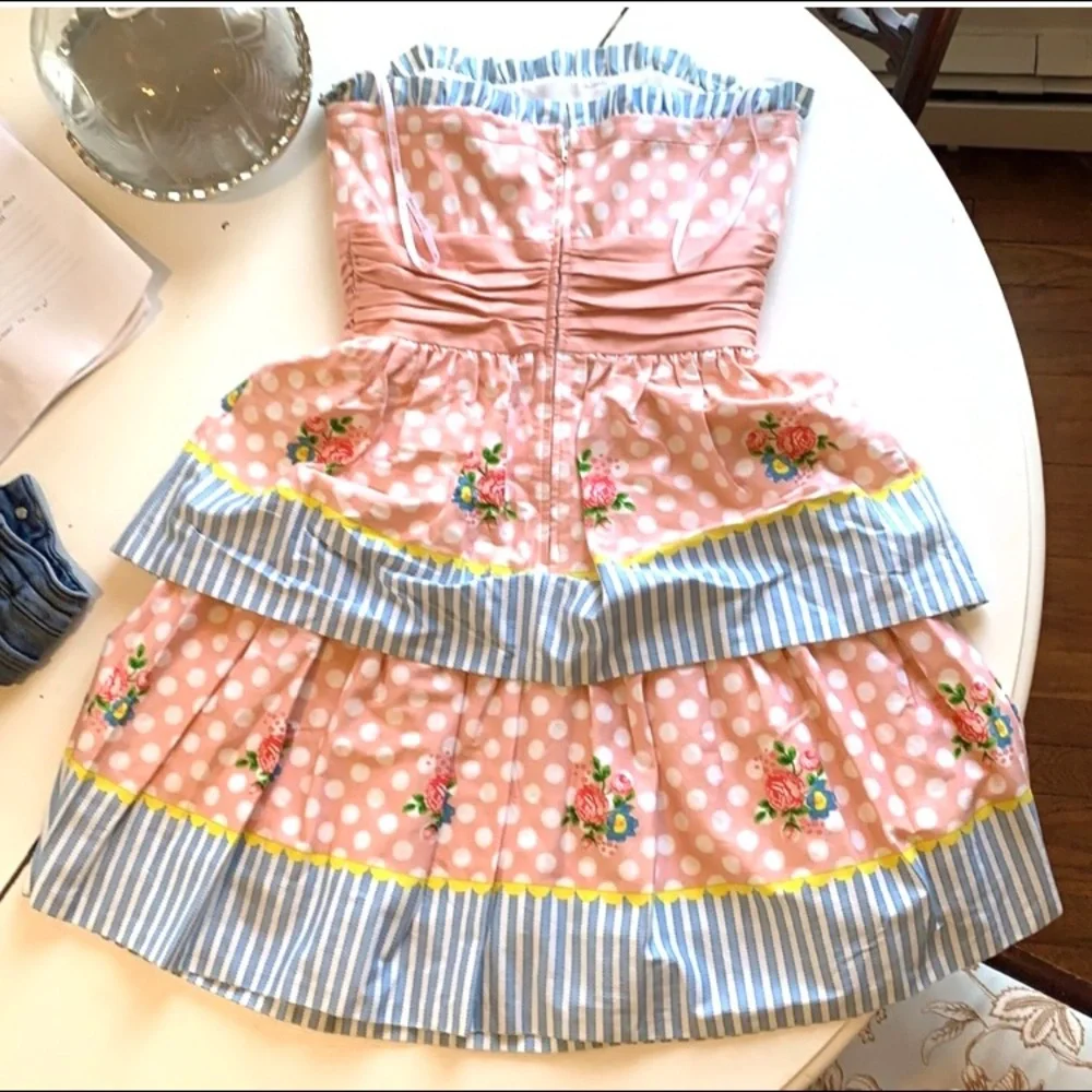 Vintage Betsey Johnson strapless pink babydoll dress - Picture 2 of 4